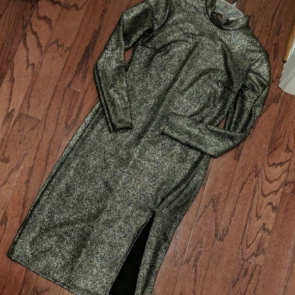 Bodycon front slit glittery dress. - Picture 3 of 7